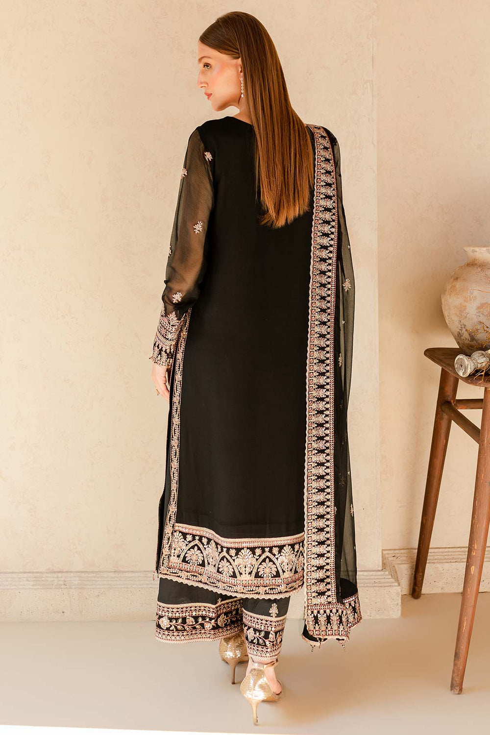BH-Embroidered Semi Chiffon Suit Unstitched 3 Piece - Summer Collection