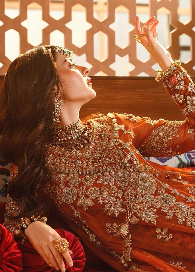 M.B - Embroidered Net Suits Unstitched 4 Piece Wedding Collection