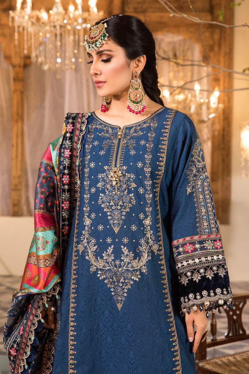 M.B - Unstitched Embroidered - Midnight Blue (BD-2407)