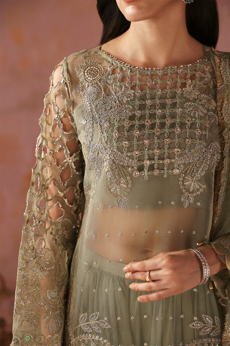 BH-Embroidered Organza Unstitched 3Pc Suit