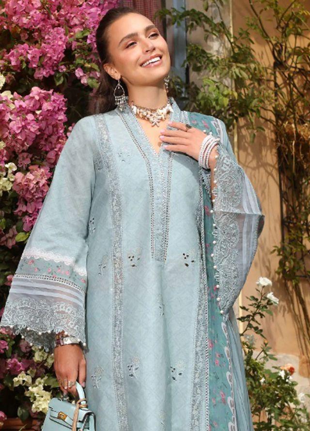 BH Embroidered Gray Luxury Lawn Chikankari Dress