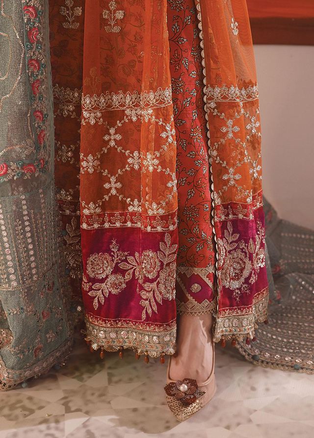 M.B - Embroidered Net Suits Unstitched 4 Piece Wedding Collection