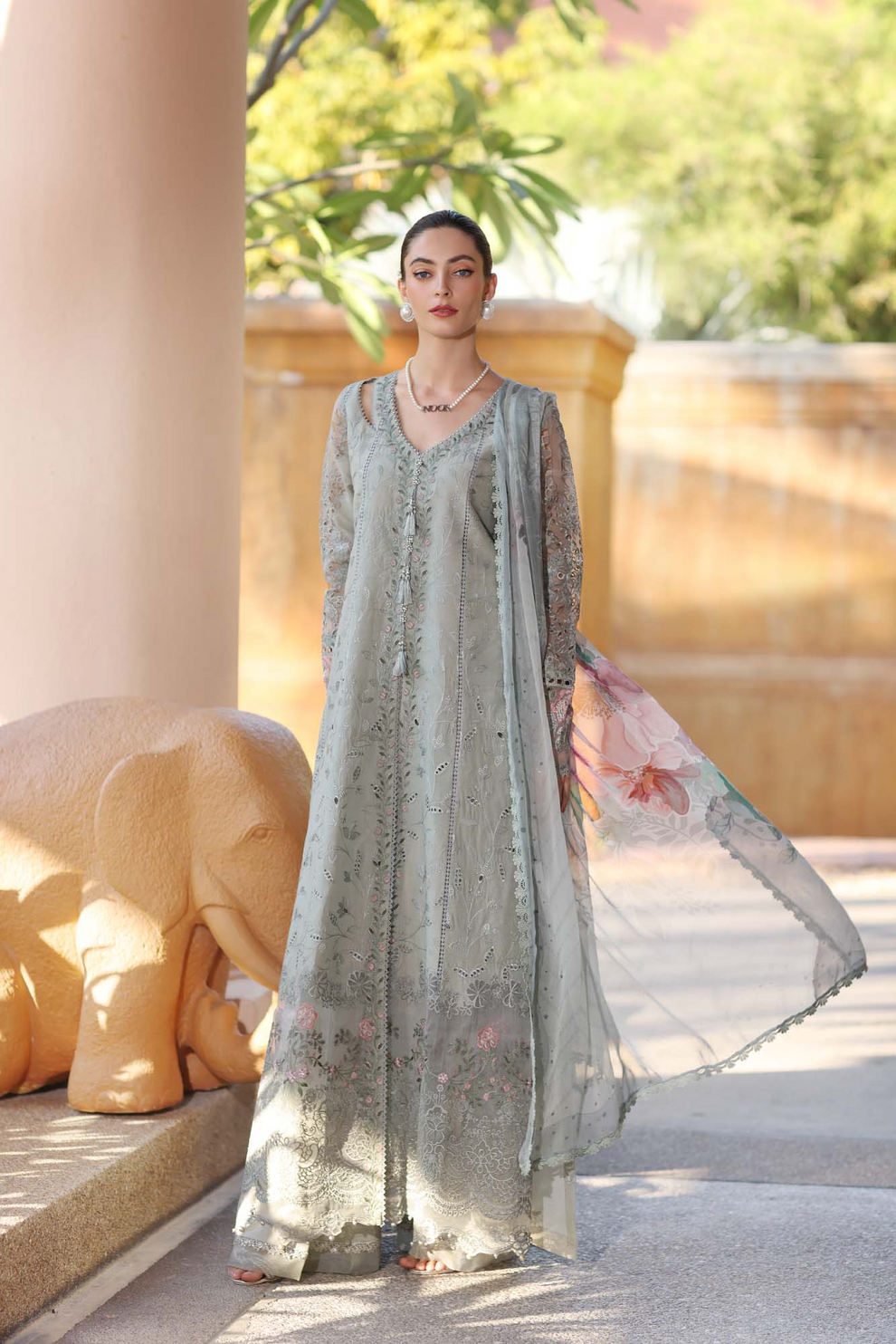 BH-Embroidered Lawn Chikankari Unstitched 3 Piece - Summer Collection