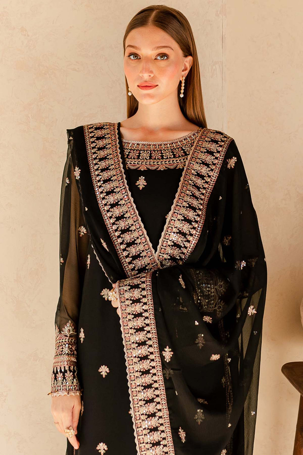 BH-Embroidered Semi Chiffon Suit Unstitched 3 Piece - Summer Collection
