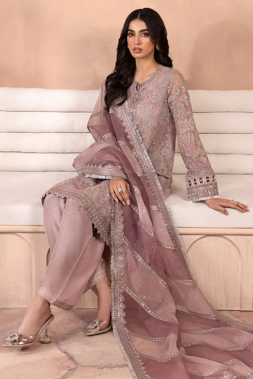 BH - Embroidered Organza Suit Unstitched 3 Piece - Summer Collection