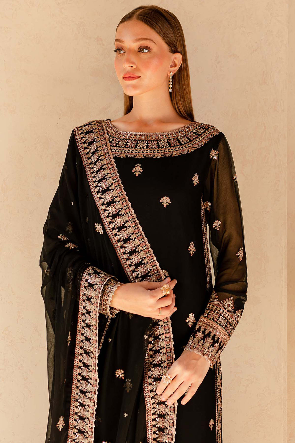 BH-Embroidered Semi Chiffon Suit Unstitched 3 Piece - Summer Collection