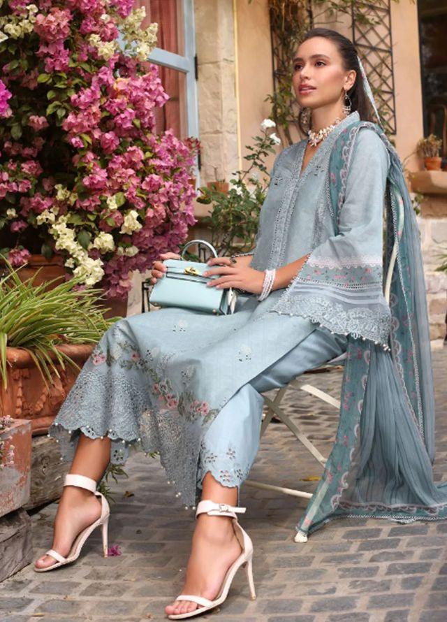 BH Embroidered Gray Luxury Lawn Chikankari Dress