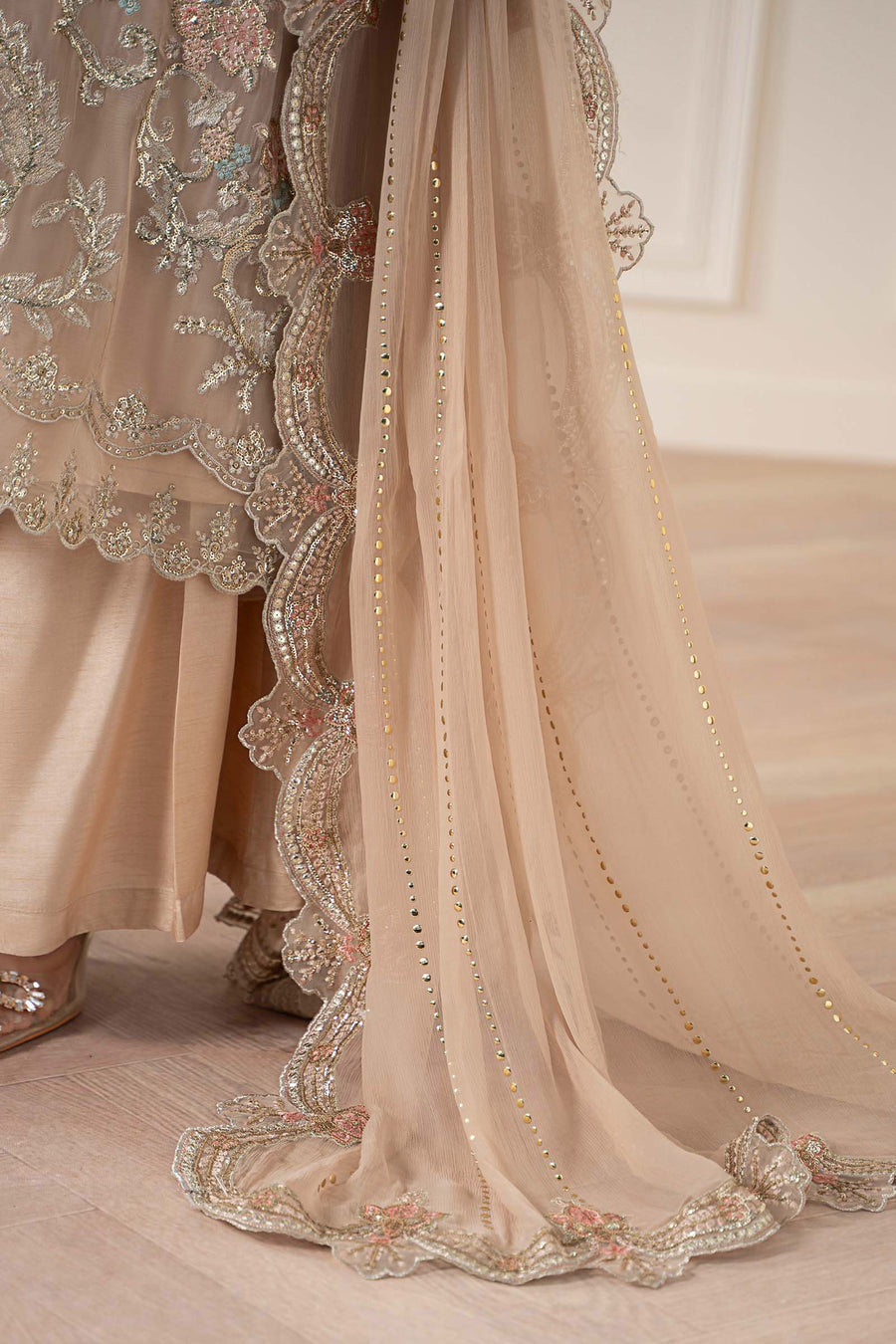 M.B Luxury Formal Chiffon Unstiched Embroidered 3pc Suit