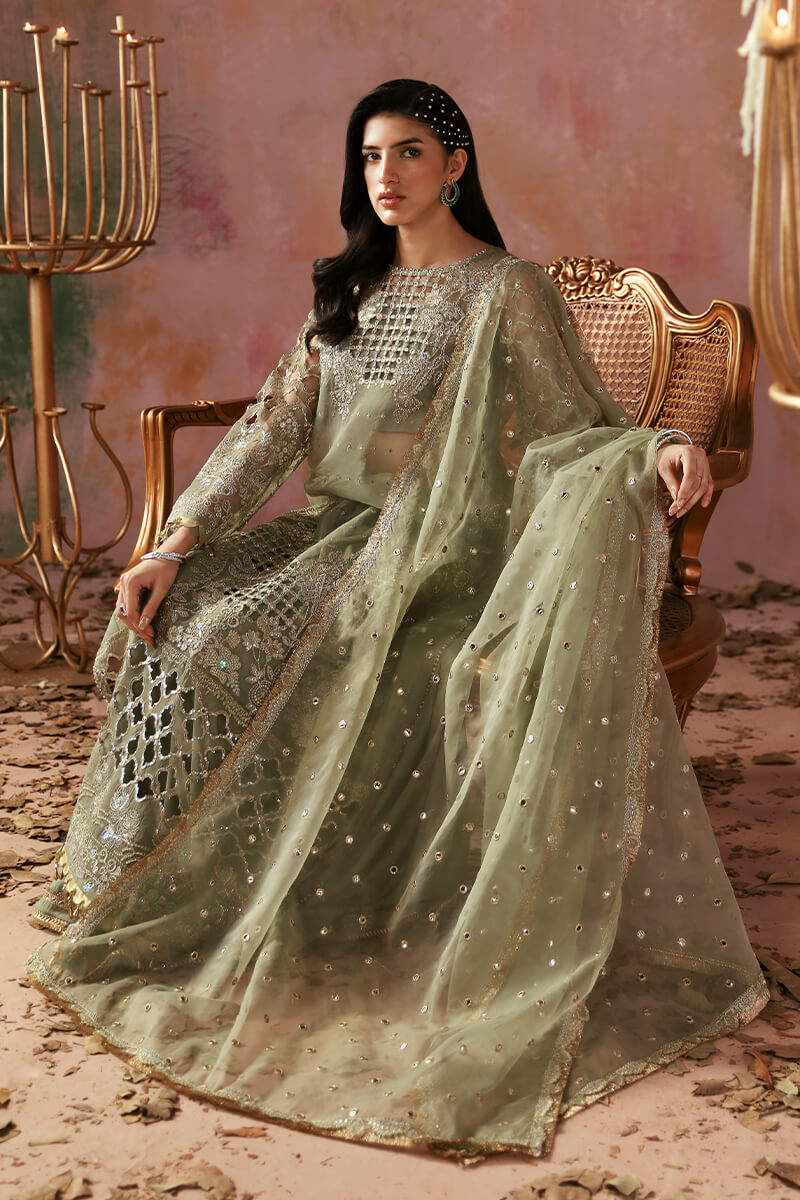 BH-Embroidered Organza Unstitched 3Pc Suit