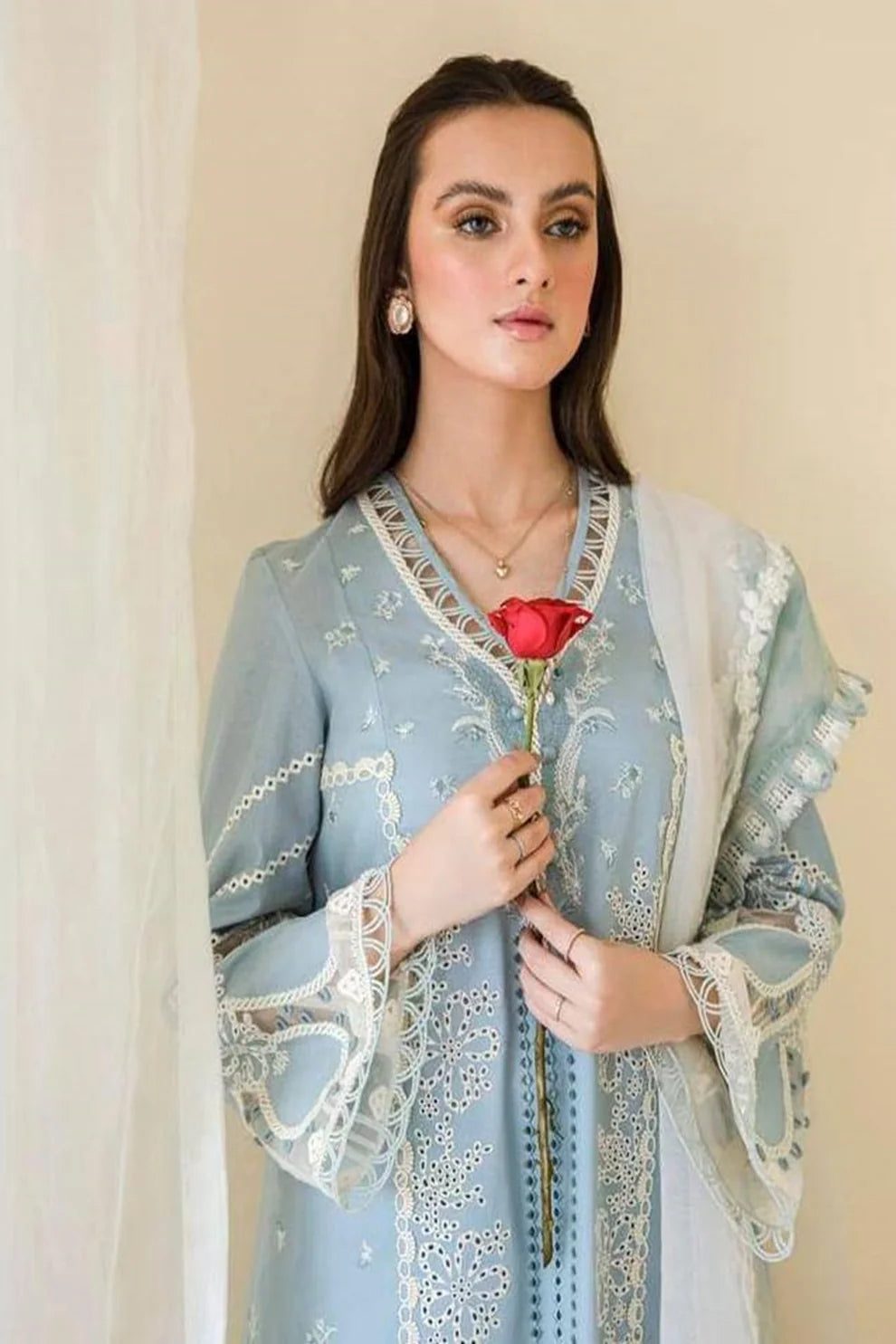 BH Luxury Embroidered Unstiched Chikankari Lawn 3Pc