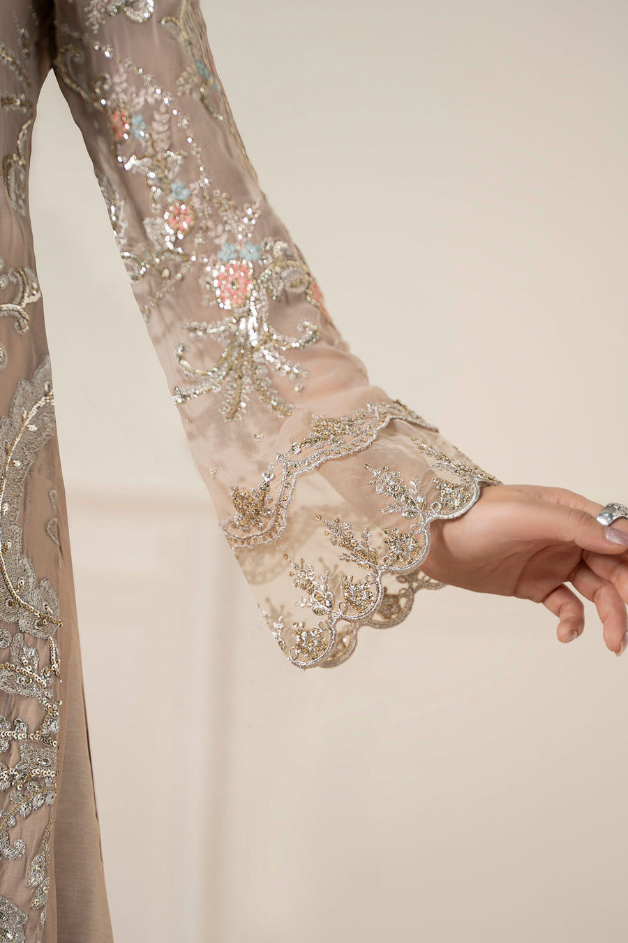 M.B Luxury Formal Chiffon Unstiched Embroidered 3pc Suit