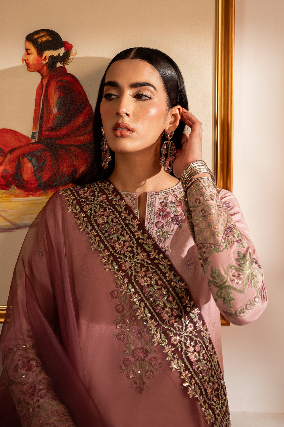 Bh 3Pc Embroidered Cotton Silk Dress