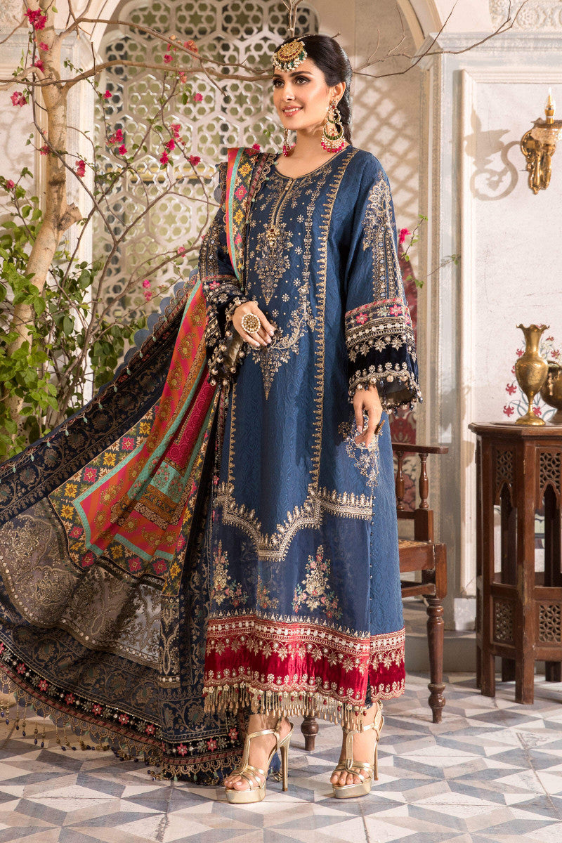 M.B - Unstitched Embroidered - Midnight Blue (BD-2407)
