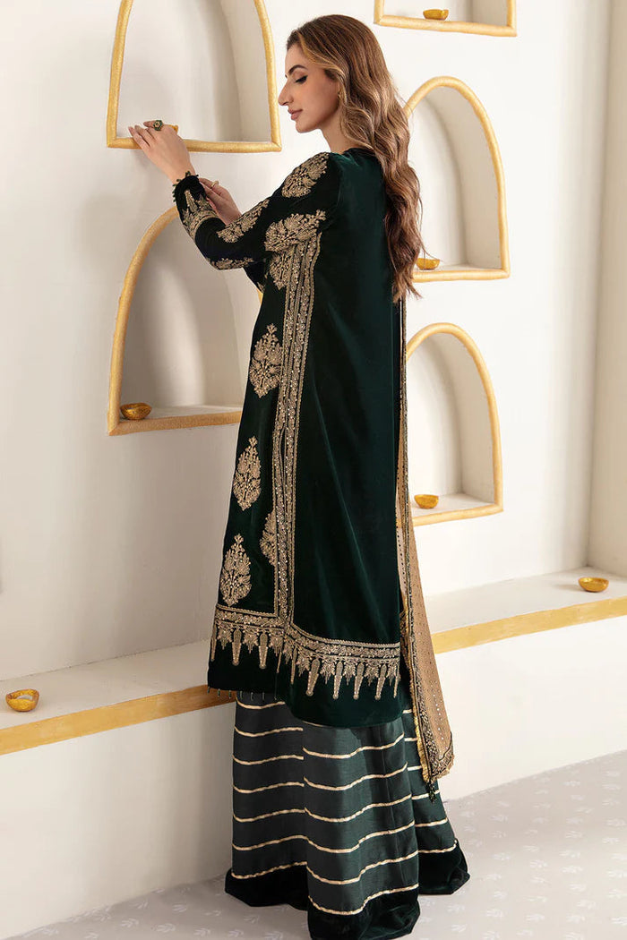 JZ Embroidered Unstitched 3 Piece Velvet Suit