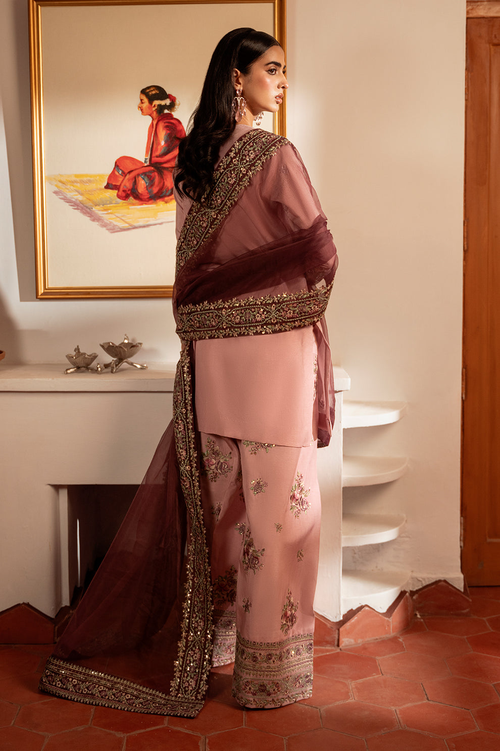 Bh 3Pc Embroidered Cotton Silk Dress
