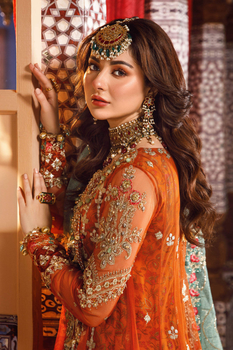 M.B - Embroidered Net Suits Unstitched 4 Piece Wedding Collection