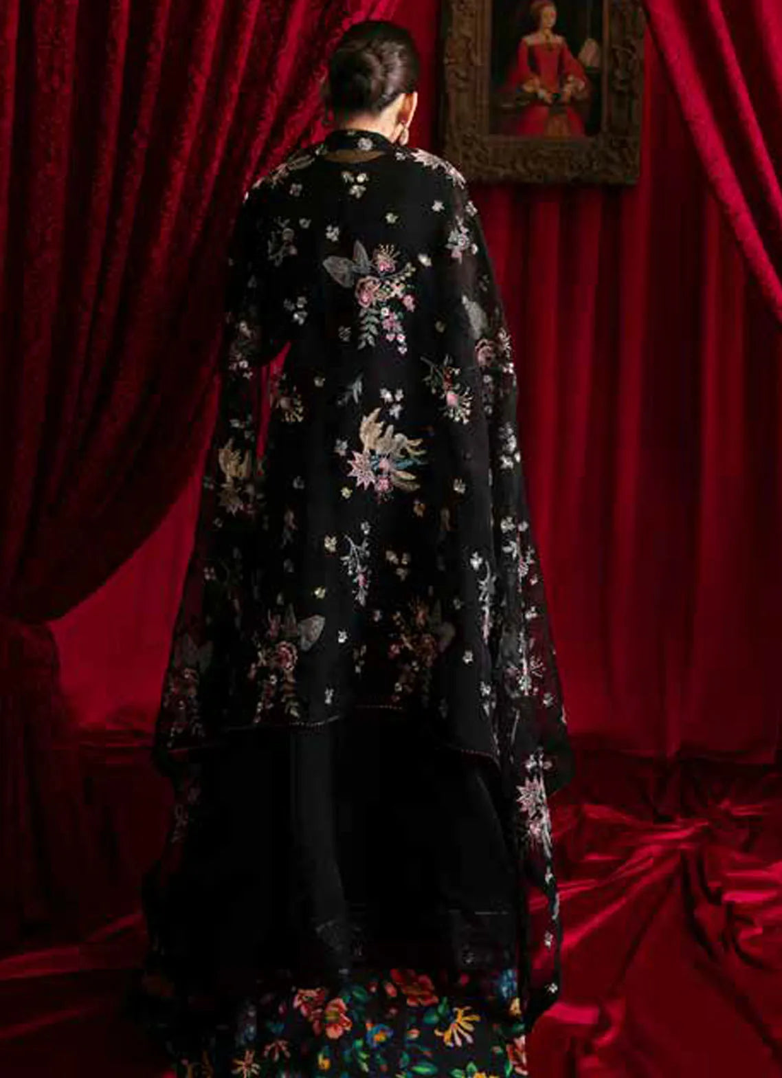 BH - Embroidered Organza Frock Unstitched 4 Piece - Summer Collection