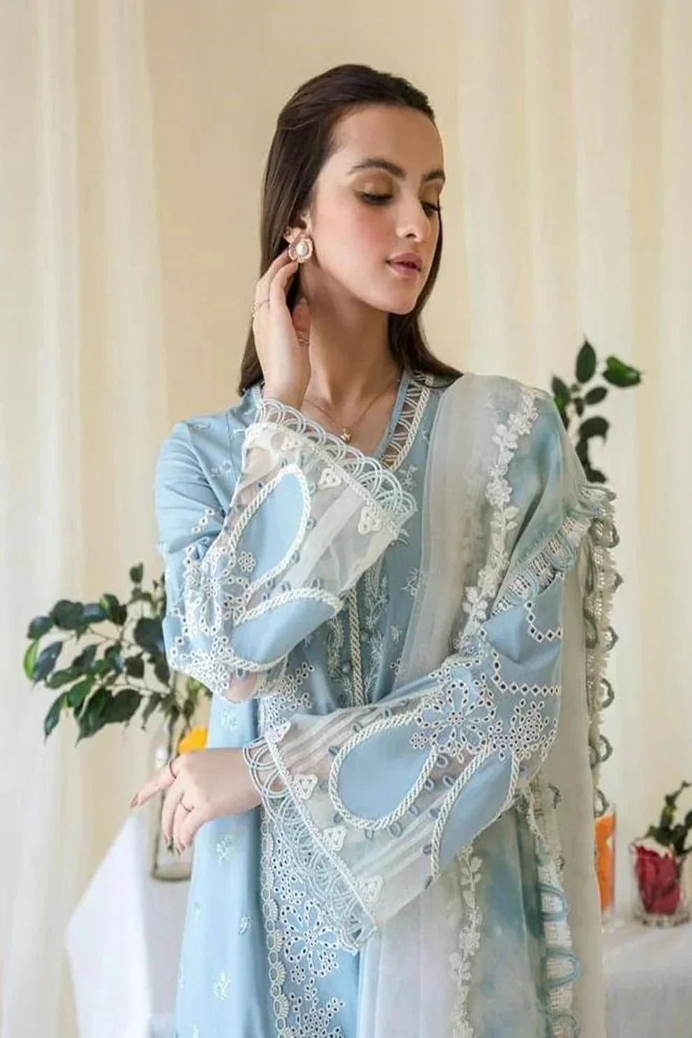 BH Luxury Embroidered Unstiched Chikankari Lawn 3Pc