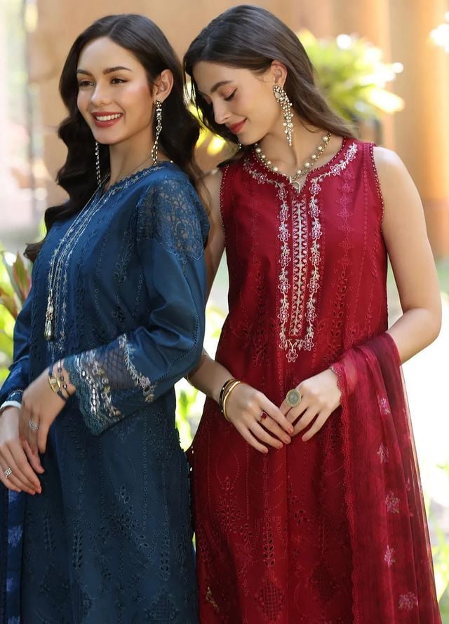 BH-Embroidered Luxury lawn Chikan-kari Dress 3Pc