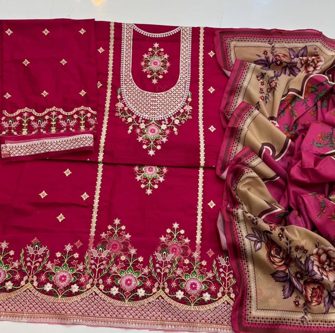 BH Embroidered 3 Piece Unstitched Khaddar
