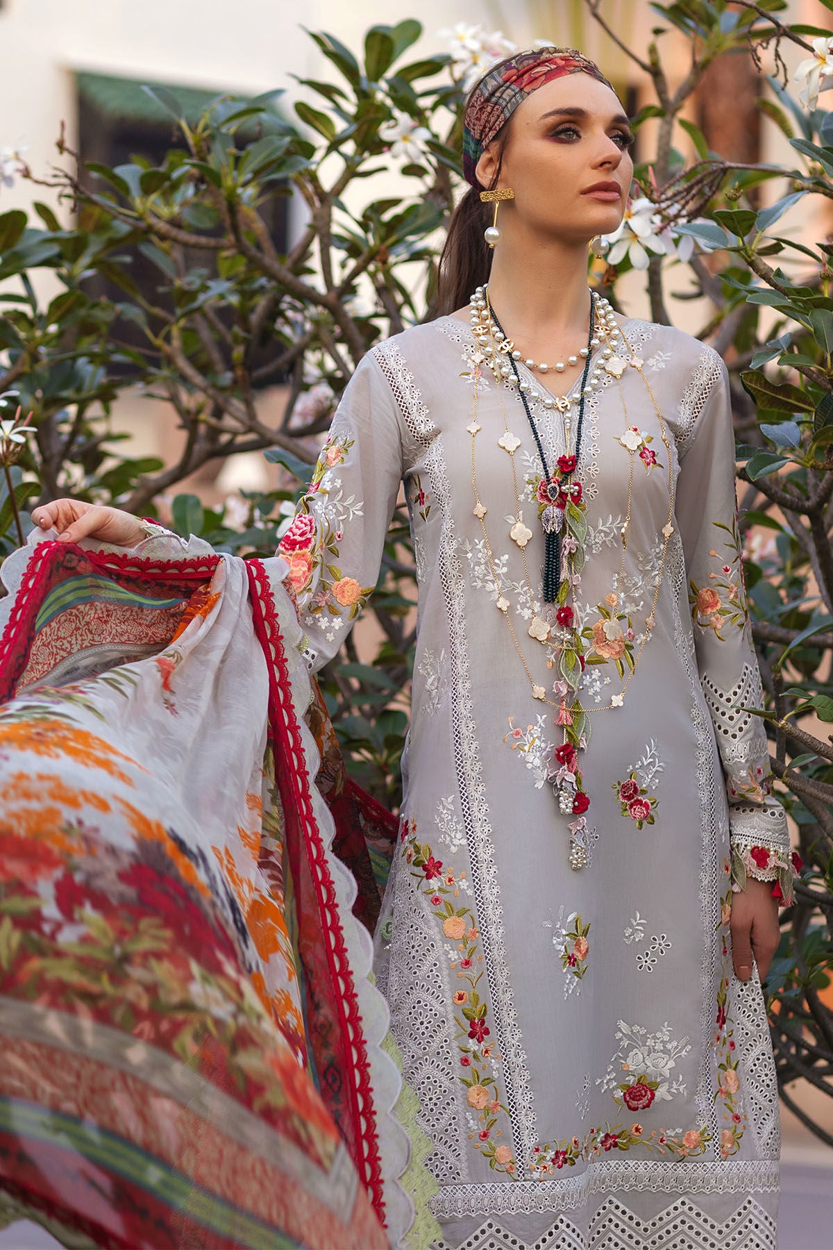 Annus Abrar Unstitched Embroidered Lawn Suit