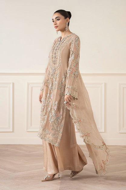 M.B Luxury Formal Chiffon Unstiched Embroidered  3pc Suit