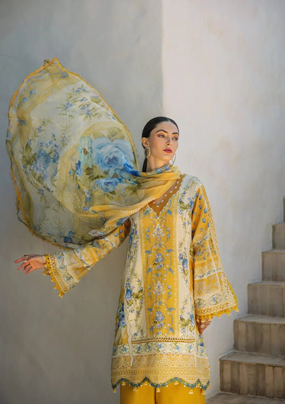 EL 3 Piece Unstiched Embroidered Lawn Suit