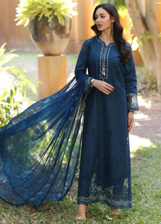 BH-Embroidered Luxury lawn Chikan-kari Dress 3Pc