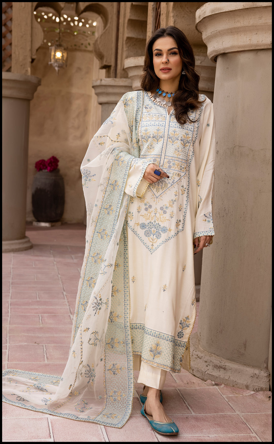 Sila Unstitched Embroidered Lawn Suit