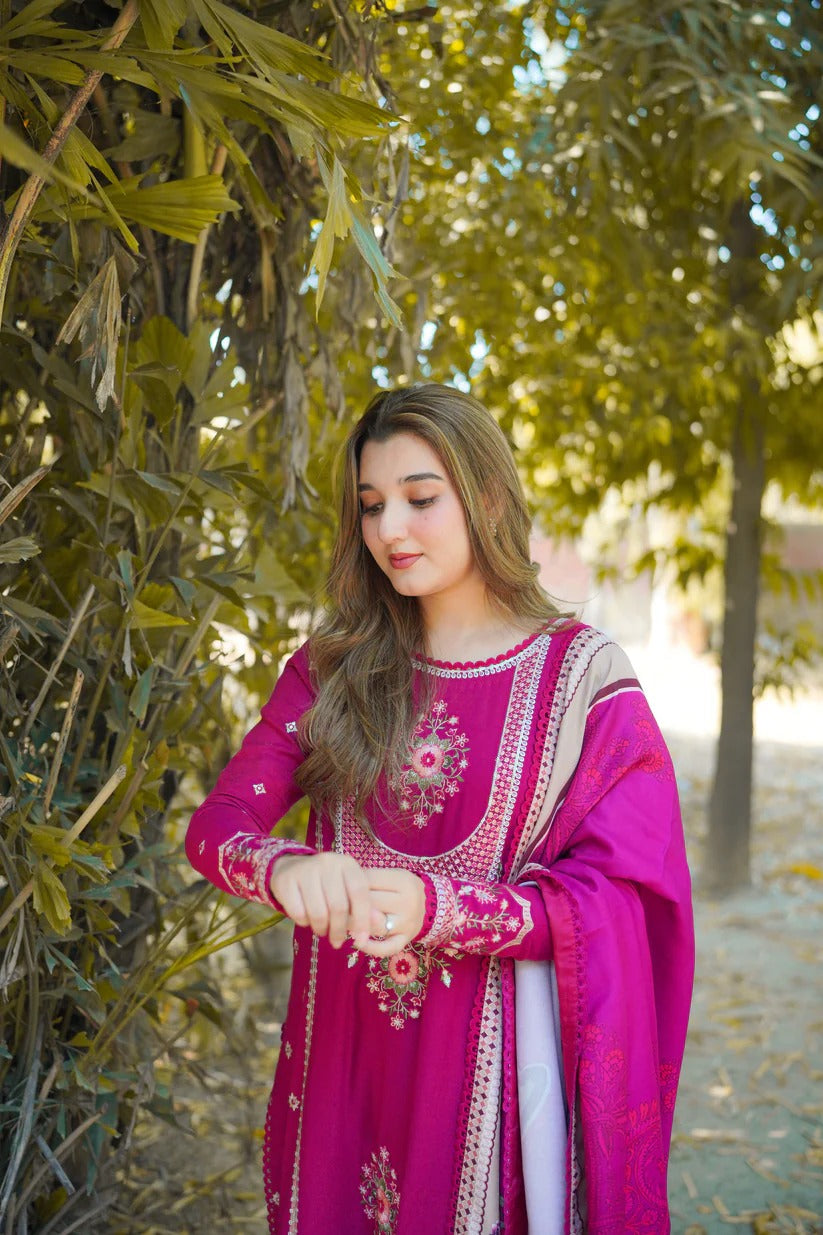 BH Embroidered 3 Piece Unstitched Khaddar