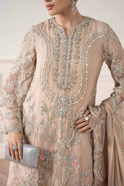 M.B Luxury Formal Chiffon Unstiched Embroidered  3pc Suit