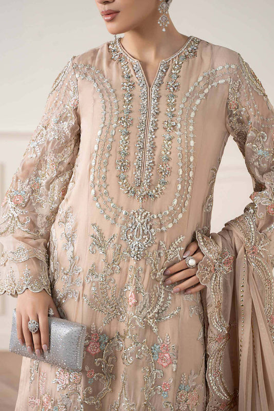 M.B Luxury Formal Chiffon Unstiched Embroidered  3pc Suit