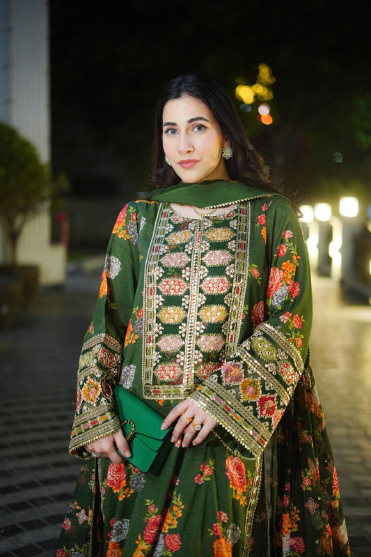 BH Formal 3pc Printed & Embroidered Silk Suit