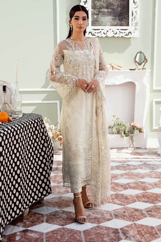 BH-Embroidered Semi Pure Chiffon Suit Unstitched 3 Piece - Summer Collection