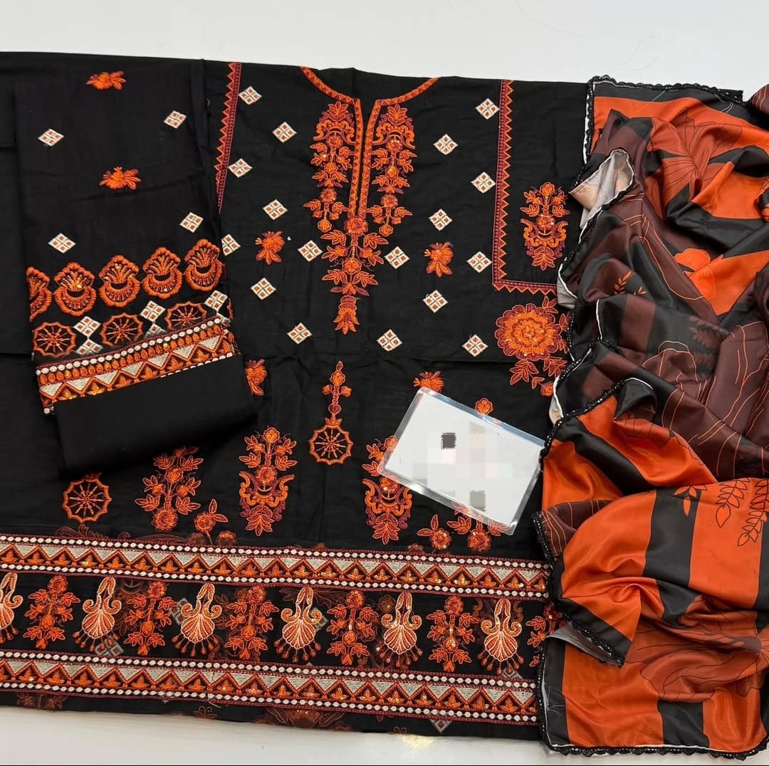 BH Embroidered 3 Piece Unstitched Khaddar