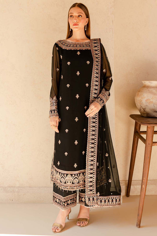 BH-Embroidered Semi Chiffon Suit Unstitched 3 Piece - Summer Collection