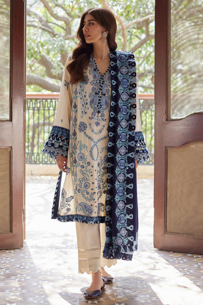 Zaha Unstitched Embroidered Lawn Suit