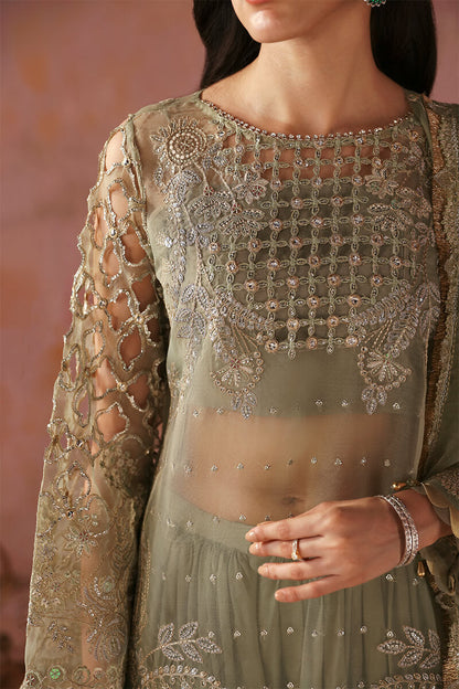 BH-Embroidered Organza Unstitched 3Pc Suit