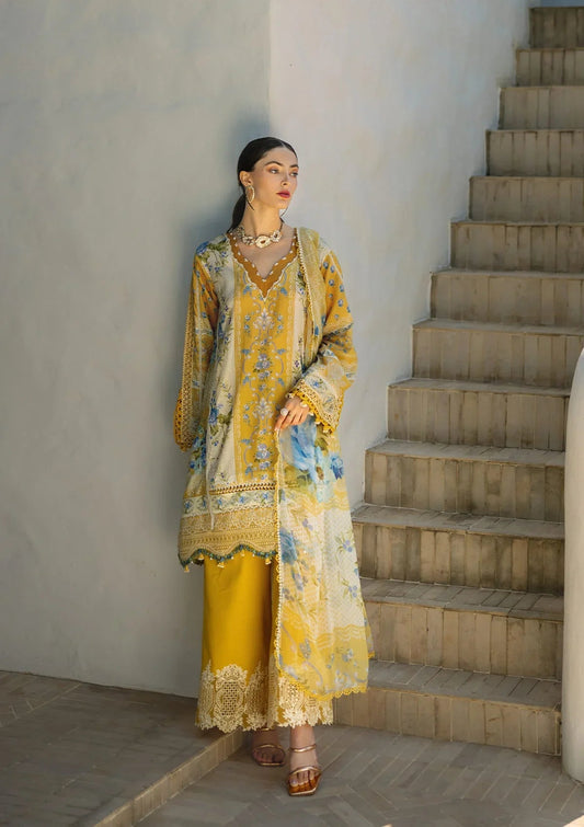 EL 3 Piece Unstiched Embroidered Lawn Suit
