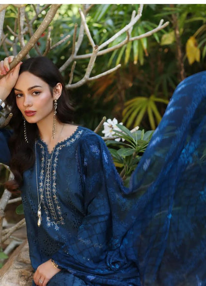 BH-Embroidered Luxury lawn Chikan-kari Dress 3Pc