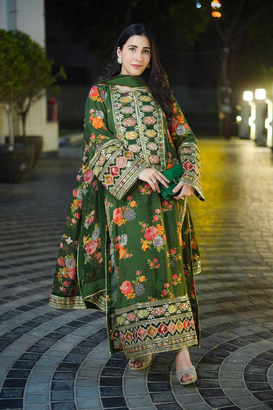 BH Formal 3pc Printed & Embroidered Silk Suit