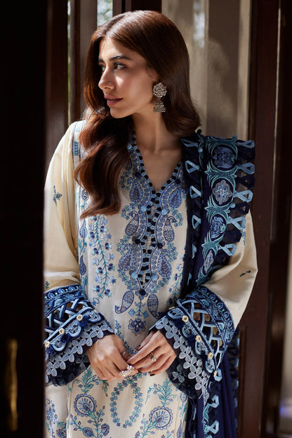 Zaha Unstitched Embroidered Lawn Suit