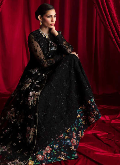 BH - Embroidered Organza Frock Unstitched 4 Piece - Summer Collection