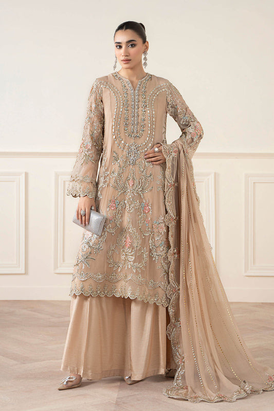 M.B Luxury Formal Chiffon Unstiched Embroidered  3pc Suit