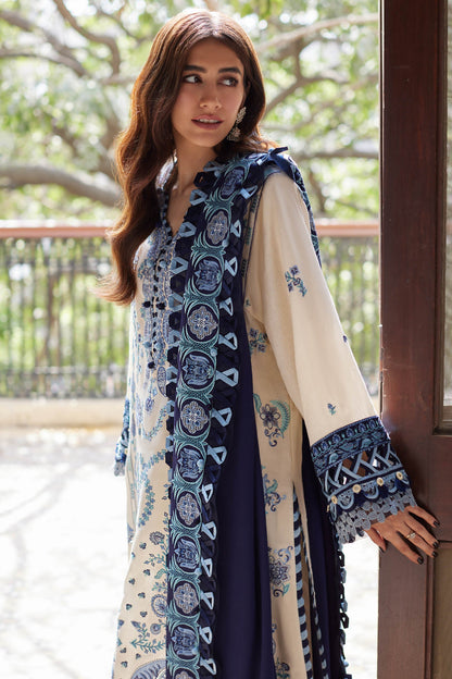 Zaha Unstitched Embroidered Lawn Suit