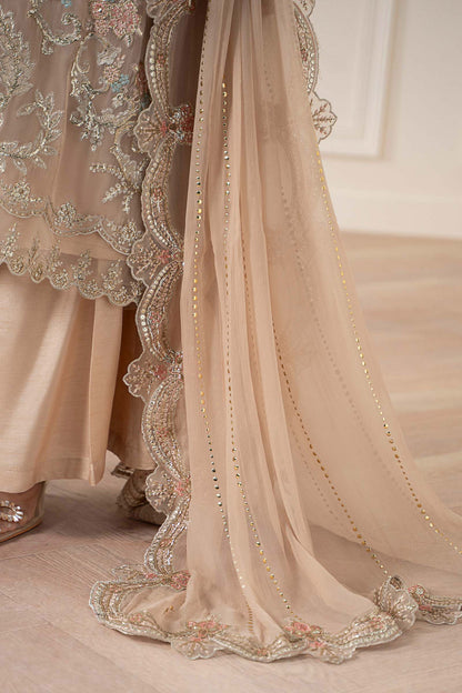 M.B Luxury Formal Chiffon Unstiched Embroidered  3pc Suit