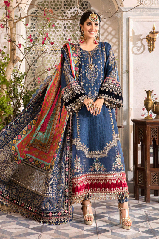 M.B - Unstitched Embroidered - Midnight Blue (BD-2407)