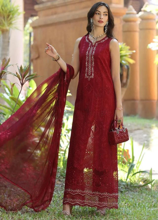 BH-Embroidered Luxury lawn Chikan-kari Dress 3Pc