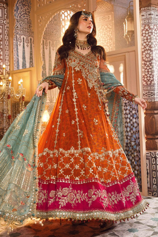 M.B - Embroidered Net Suits Unstitched 4 Piece Wedding Collection