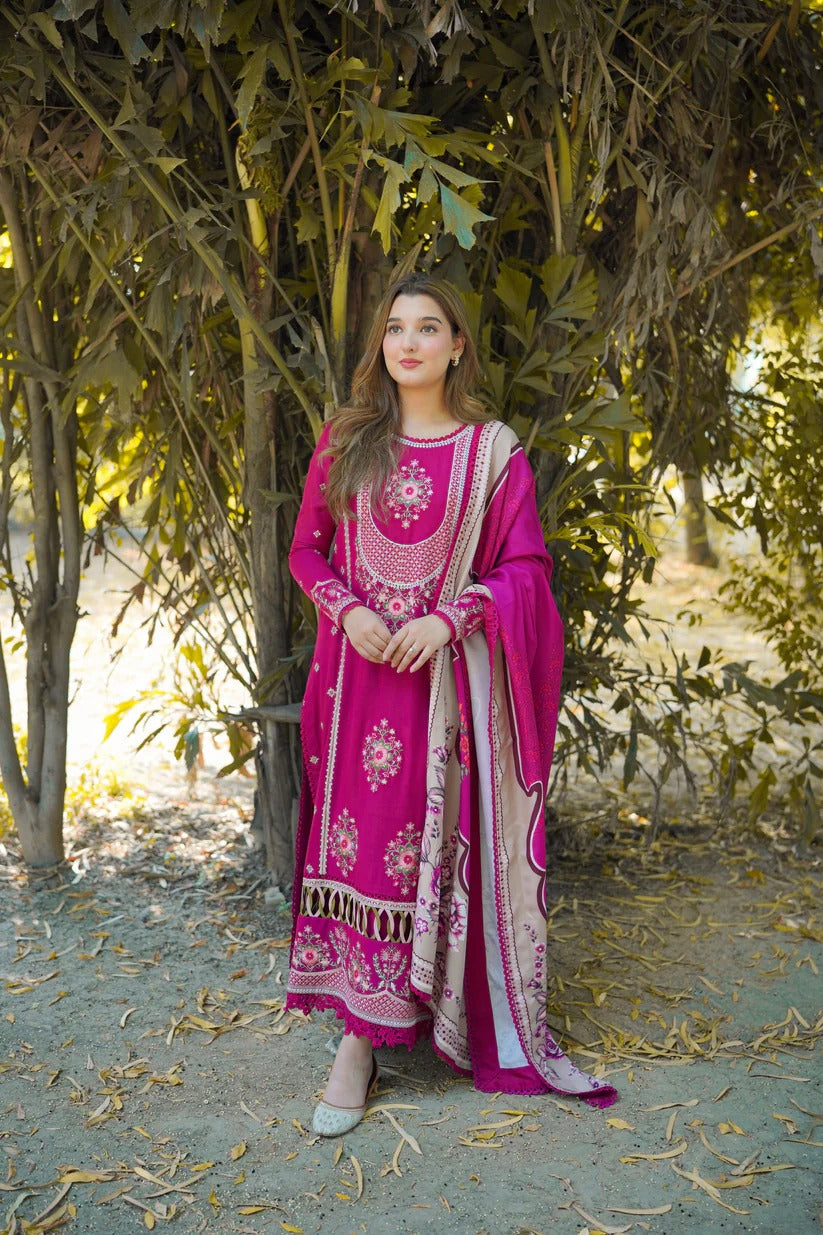 BH Embroidered 3 Piece Unstitched Khaddar